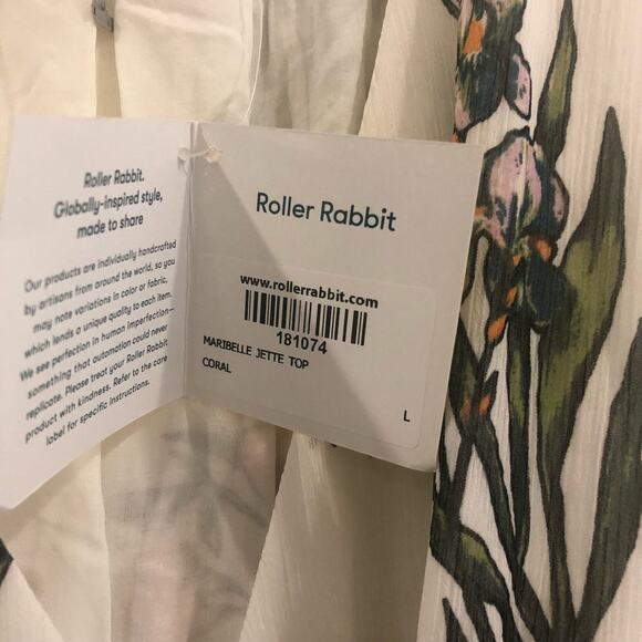 Roller Rabbit Condesa Bouquet Gertrude Floral Maxi Wrap Dress White Size L  NWT - Picture 5 of 7